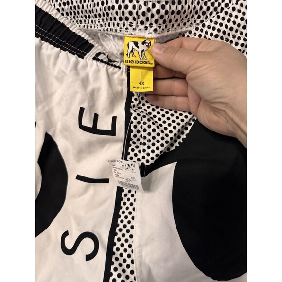 Vtg Big Dogs Big Logo Swim‎ Trunks Shorts Mesh Lined White Mens 4XL NWT - Picture 3 of 6